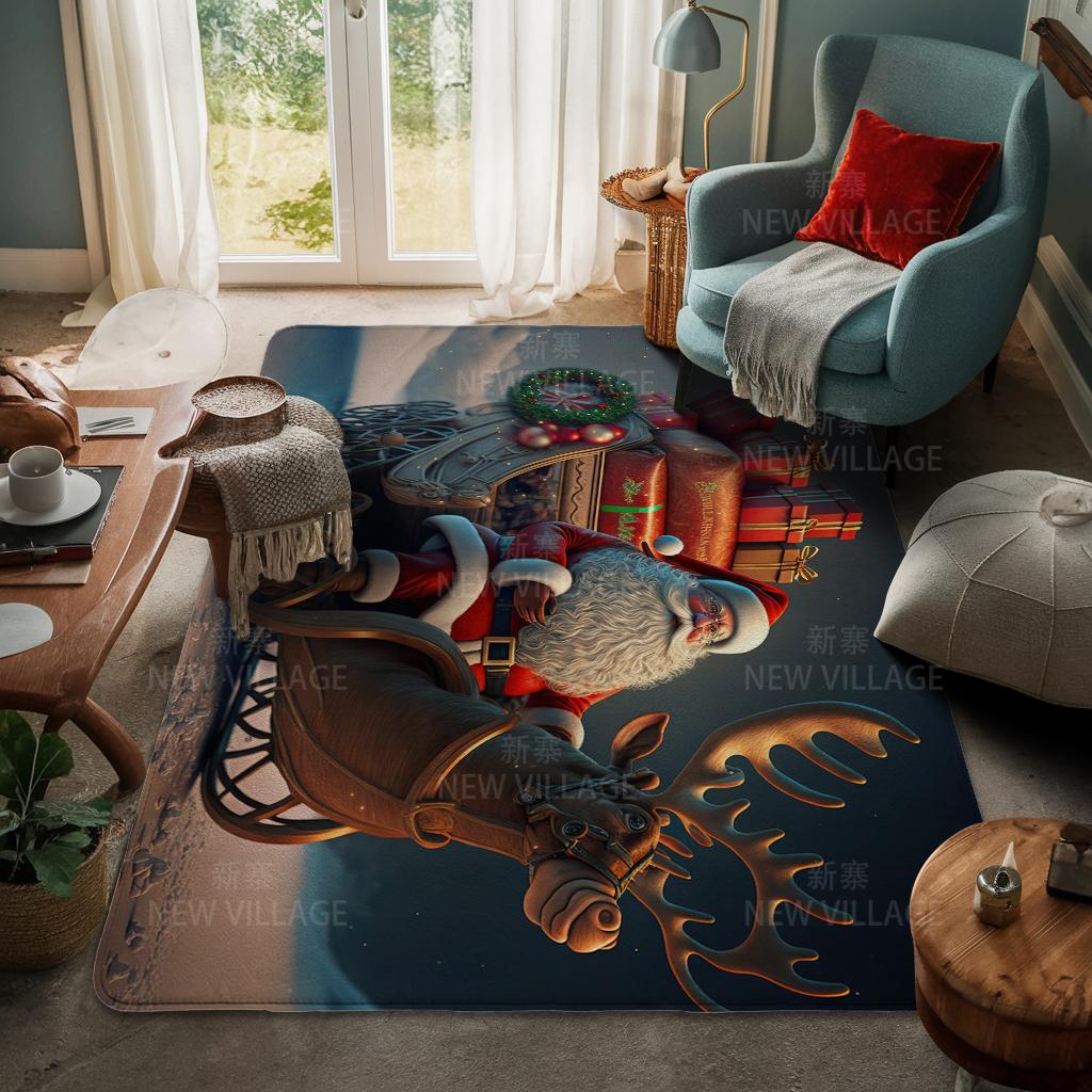 House Entrance Carpet Home Door Mat Living Room Bath Foot Bathroom Non-slip Water Absorption Rugs Bath Merry Christmas Winter