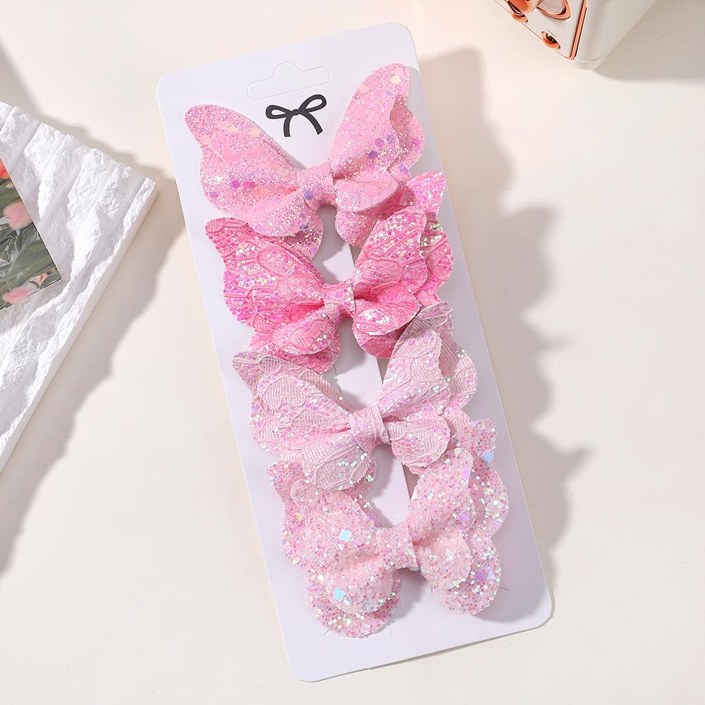 4 Stück Kinder Süße Haar Pony Clip Set Fischschwanz Bedruckte Schmetterling Haarspangen Kinder BB Clips Haarspangen Mädchen Accessoires Kopfschmuck