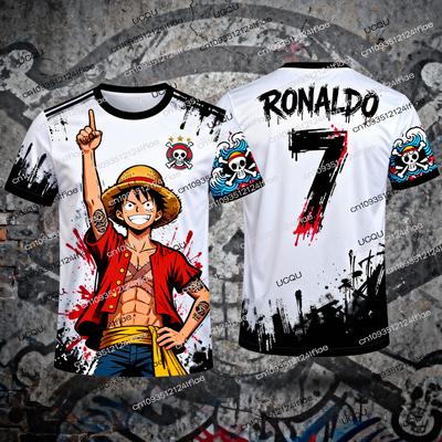 2026 New Arrival One Piece Special Edition Men's Soccer T-Shirt Ronaldo No. 7 Soccer Jersey T-shirt Luffy 3D Print Tshirt