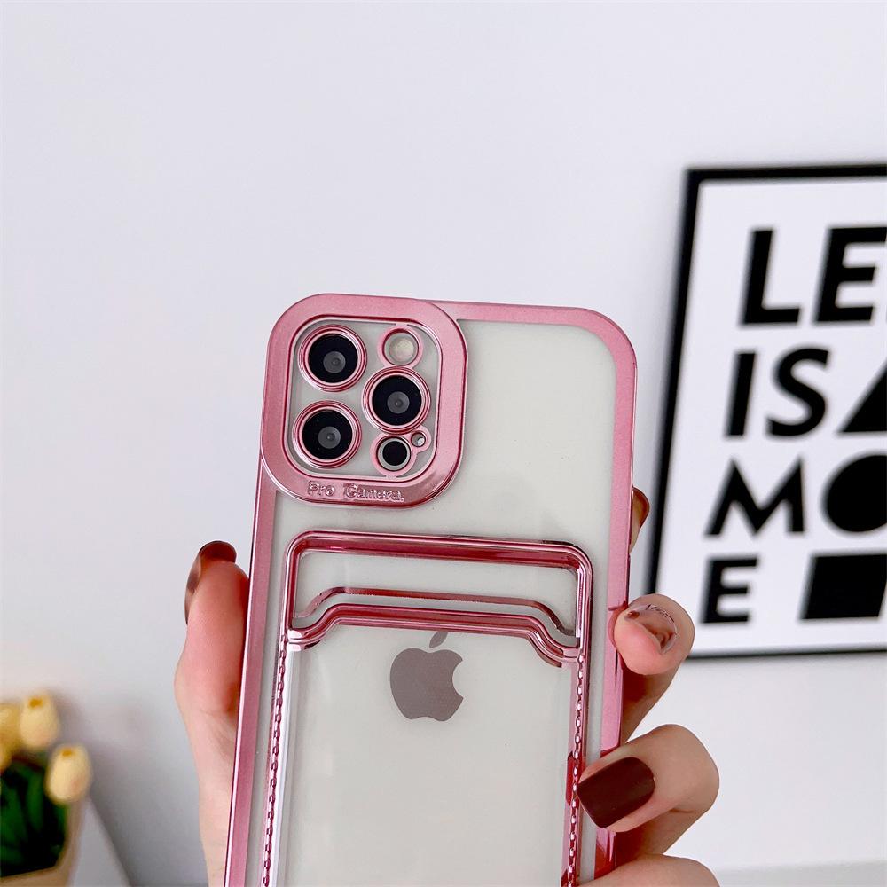 Applicable To IPhone16 Mobile Phone Case New Card 14 Apple 17 Protective Case 15 Promax Anti Fall Transparent Electroplating