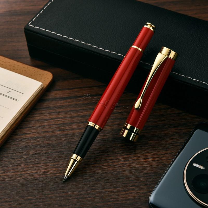 Black Metal Signature Pen, Orb Pen, Business Gift Pen, Advertising Pen Set Print красный