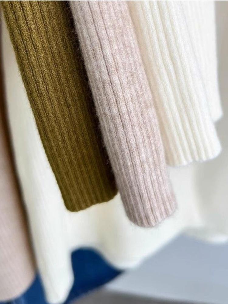 French Elegant Lapel Knitted Sweater Cardigan Women Spring Autumn Vintage Solid Polo Shirt Korea Chic Underneath A Base Layer Clothes