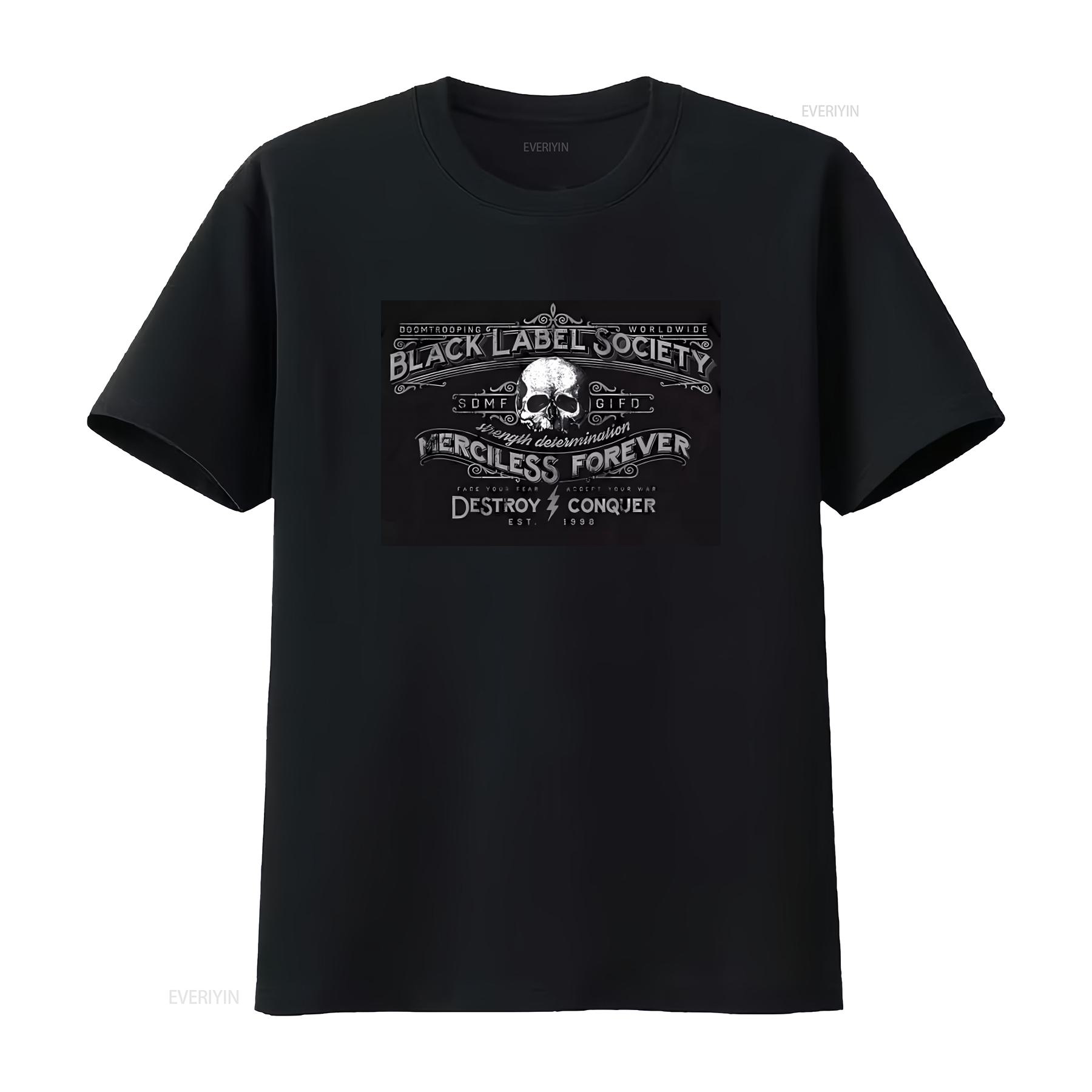 

BLACK LABEL SOCIETY MERCILESS FOREVER T Shirt Front Back Print Skull Design Strength Determination Motif Medium vintage Washed 4XL