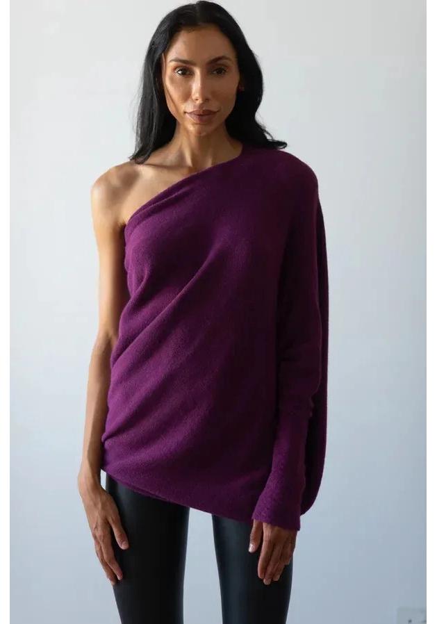2023 Autumn/Winter Solid Color Round Neck Long Sleeve Comfortable Knitted Ruched Pullover