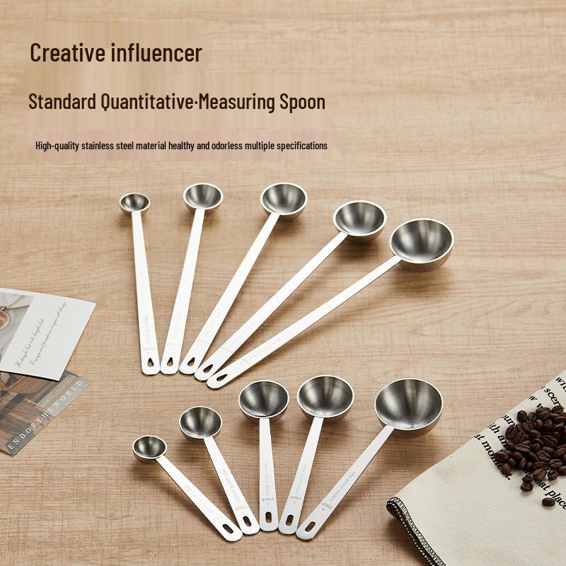 304 Stainless Steel Thickened Measuring Spoons Set with Long Handles, 50ml Cup, 40ml Spoon, for Baking and Seasoning.