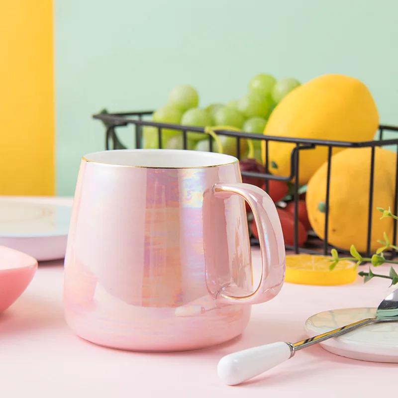 Colored Pearl Glaze Ceramic Mug Coffee Cups and Mugs Cup of Coffee Mug With Lid Drinkware Beautiful Tea Mugs Original Beer Funny