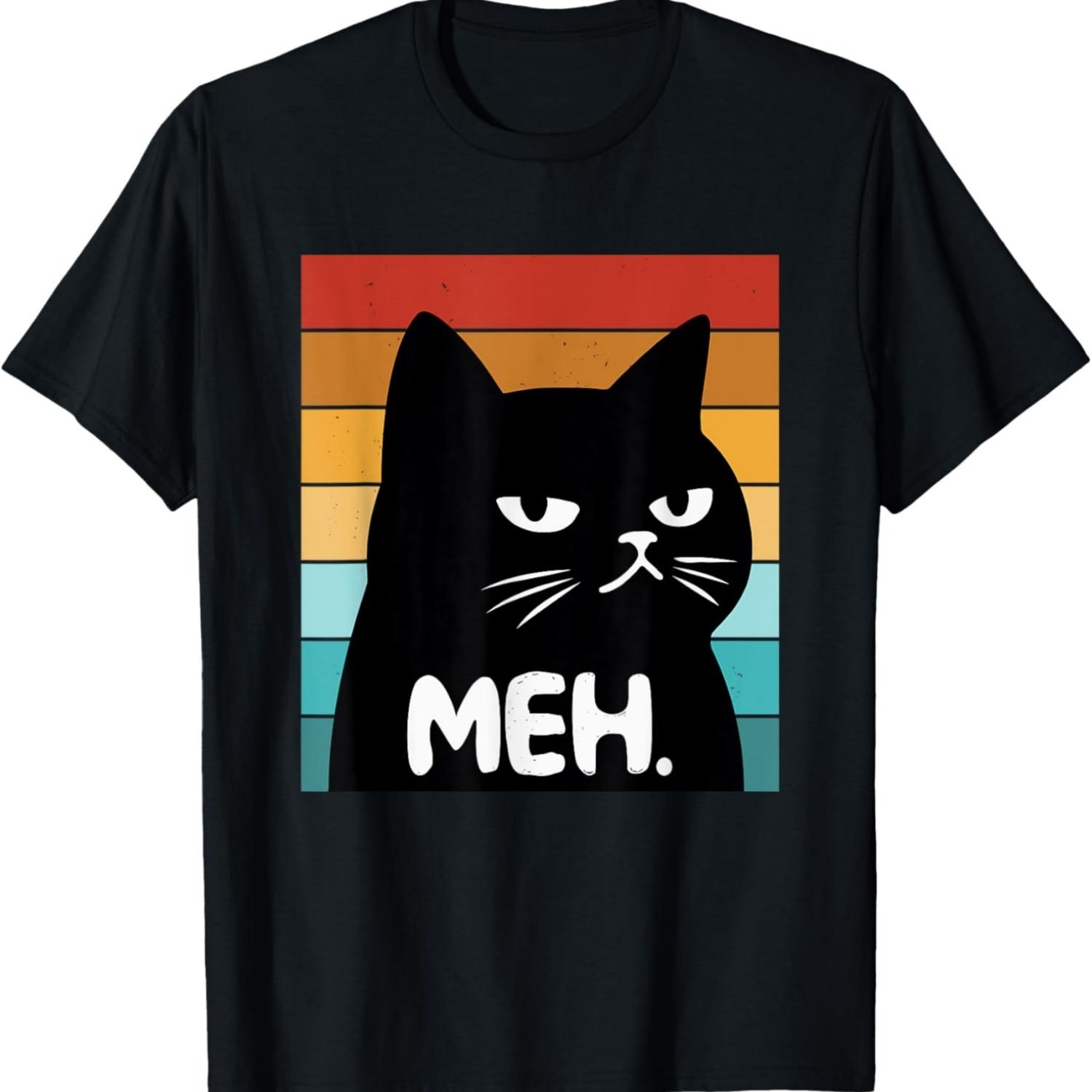 Funny Saying Meh With Cat Boys Girls Teens Women Meme Meh S