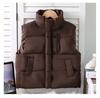 Children's Zippered Down Cotton Stand-up Collar Vests for Autumn and Winter, Solid-colored Vests for Boys and Girls