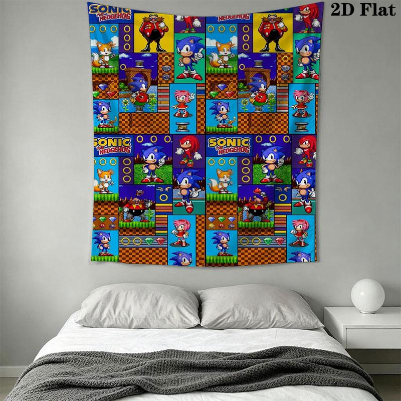 Hedgehog Sonic Bend Wall Hanging Printed Fabric Blanket Decorative Tapestries for Bedroom Living Room Home Decor