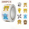 500 Sheets Per Roll Children's Reward Self-adhesive Stickers Label Office Stationery Decorative Labels Animal Incentive Sealing Stickers
