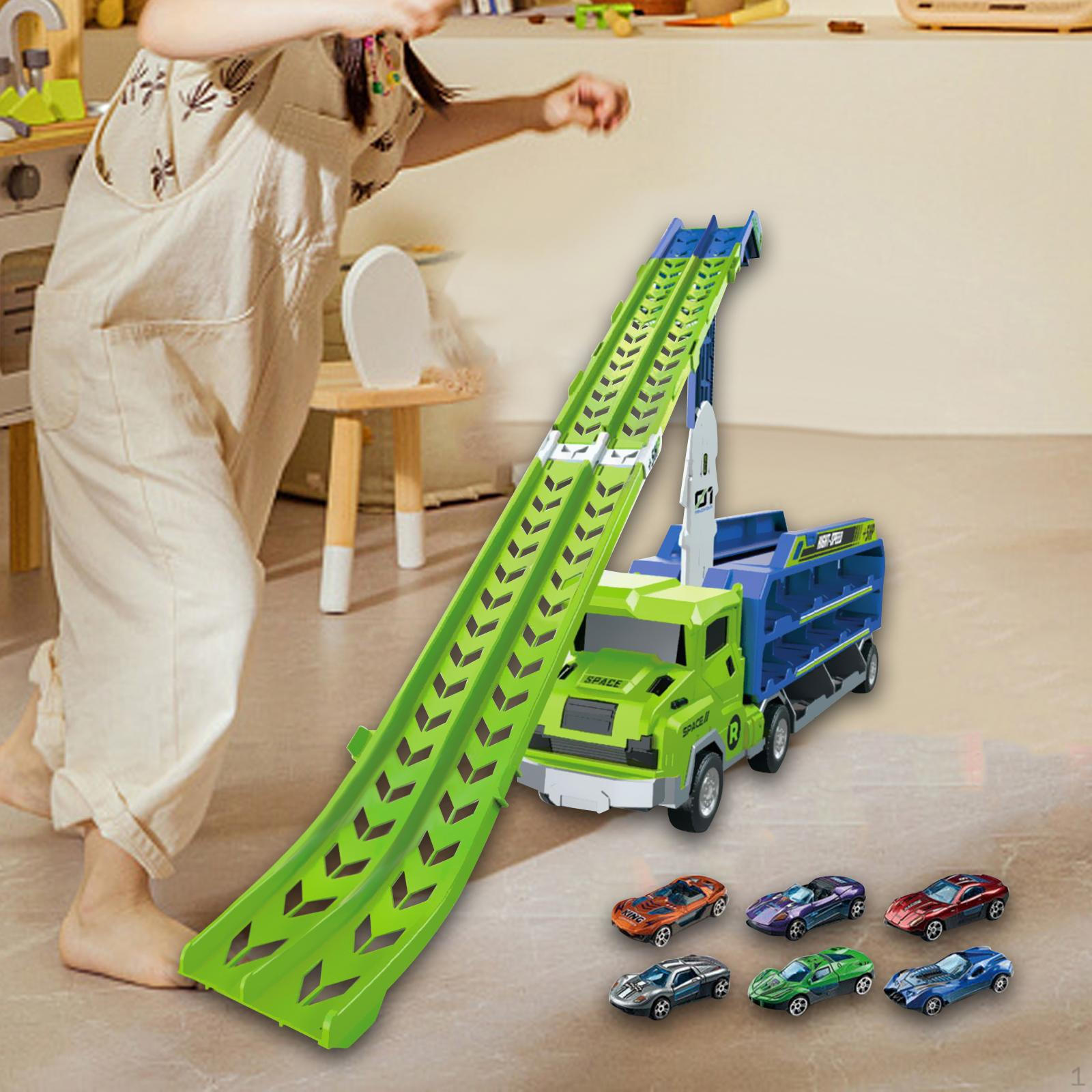 

Big Hauler Carrier Trucks Car Transporter Truck Toy Funny Durable Creative Deformation with 6 Metal зелений