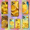 Fruit Art lemon Phone Case For iPhone 15,14,13,17,16,12,11,Plus,Pro Max,XS,X,Mini,8,7,XR,SE,Soft Silicone Black