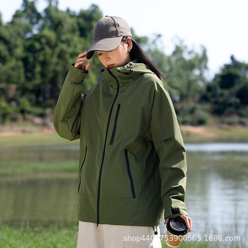 Outdoor Windproof Jacket Hiking Camping Couple Breathable Wear-resistant Hooded Coat