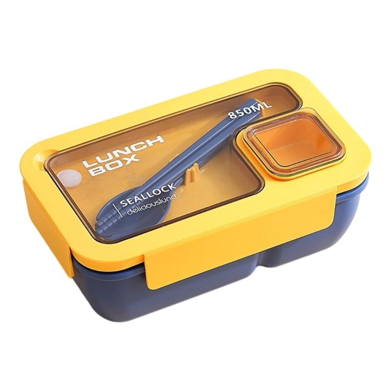 

Multiple Compartment Bentos Box With Secure Locking Lid Microwaveable Dishwasher Safe Plastic For Office School Or Travel синий
