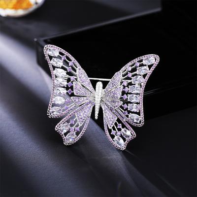 Women's Light Luxury Design Elegant Inlaid Zircon Butterfly Brooch Fashionable And Versatile Niche Design Sense Brooch