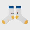3-Color Smile Embroidered Socks - White and Yellow