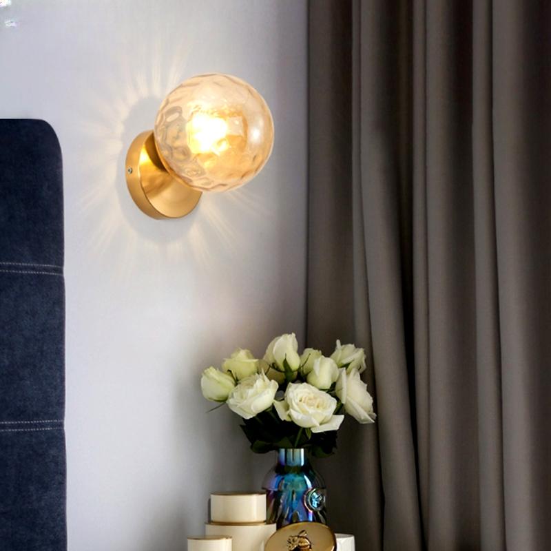 Applique murale LED d'intérieur nordique en fer et verre rond E27 pour escaliers modernes pour salon, chambre à coucher, couloir, allée