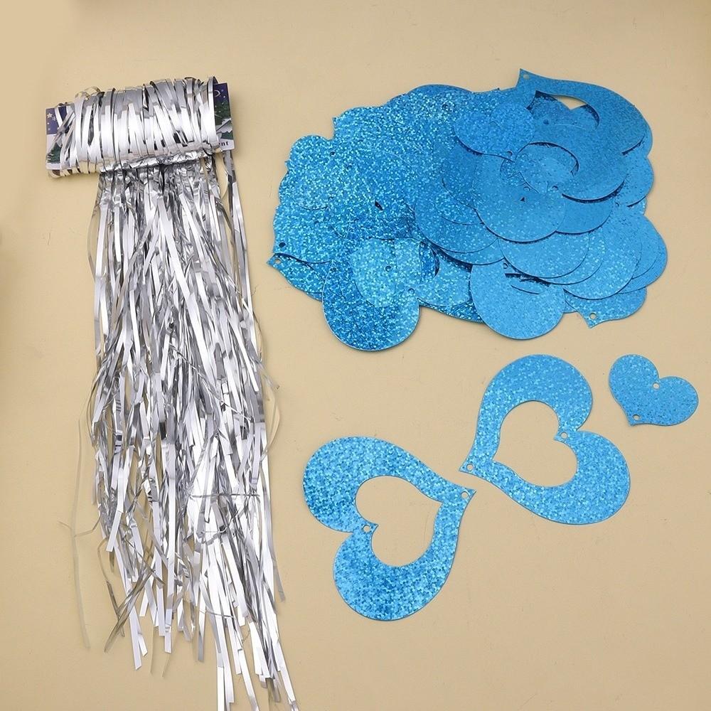 

Creative Red Heart Laser Sequin Garland PVC Love Letter Love Pulling Curtain DIY Rain Curtain Pendant Valentine s Day Ornaments синий
