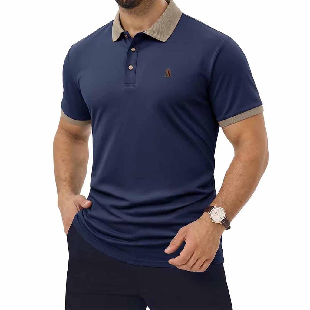 Herren Casual Polohemd mit kurzen Ärmeln und Kontrastkragen