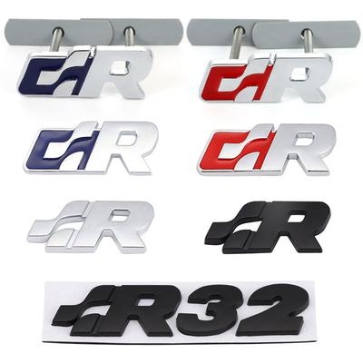 1 Stück 3D Metall Autoaufkleber Motorhaube Frontgrill SR 32 Emblem Auto Kühlergrill Abzeichen für R Racing VW Sagitar Passat Golf Tiguan Touareg CC GR