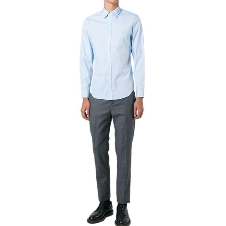 Burberry Mens Cotton Classic Long Sleeves Shirt Blue 39911601