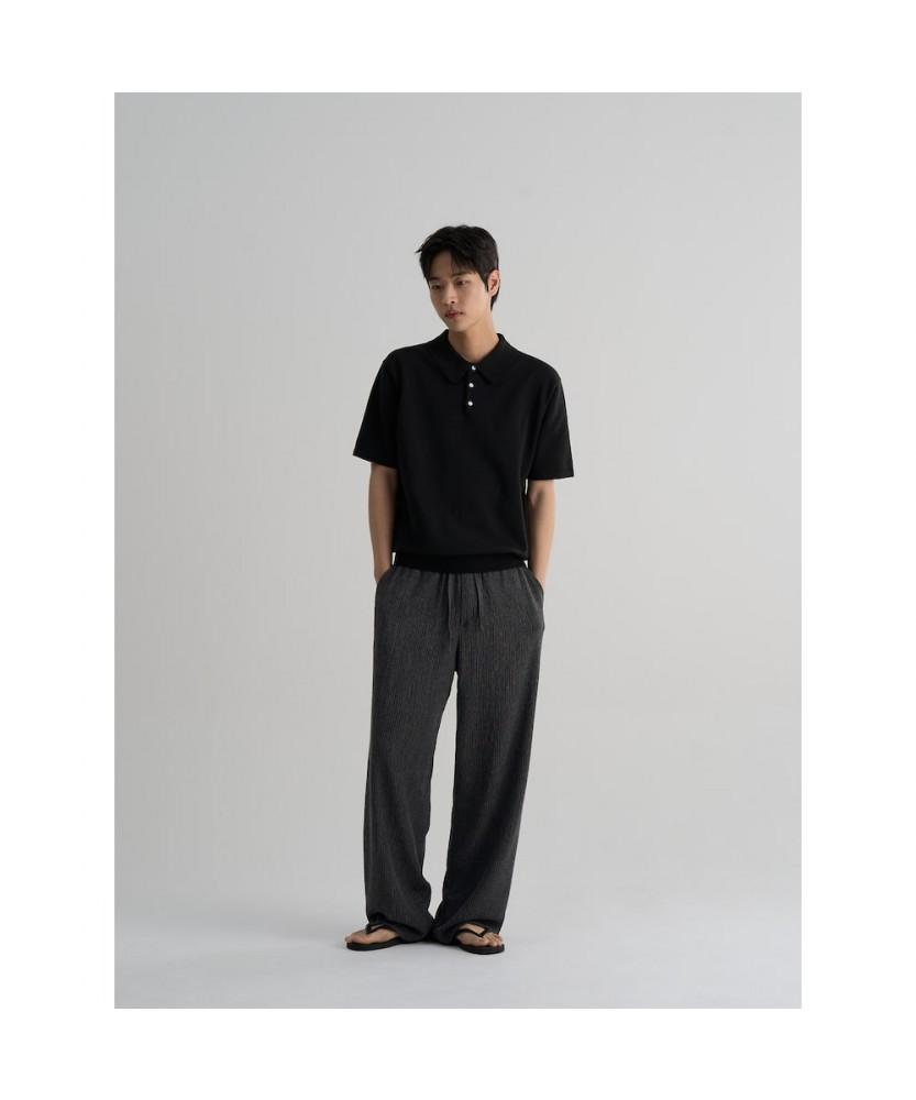 8seconds Fine Touch Cotton Collar Neck Short Sleeve Knit Black