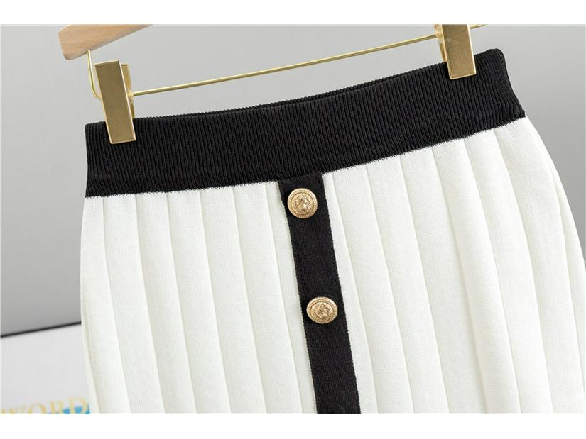 Elegantní francouzská společenská midi sukně a pletený kardigan dvoudílný set pro ženy - Podzimní/zimní kolekce