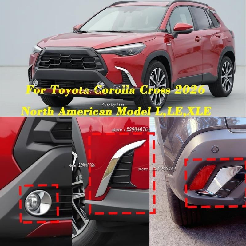 Für Toyota Corolla Cross 2026 L, LE, XLE Benzinmodell ABS Chrom Auto Front Nebelscheinwerfer Verkleidung Hintere Nebelscheinwerfer Augenbraue Abdeckung Verkleidung