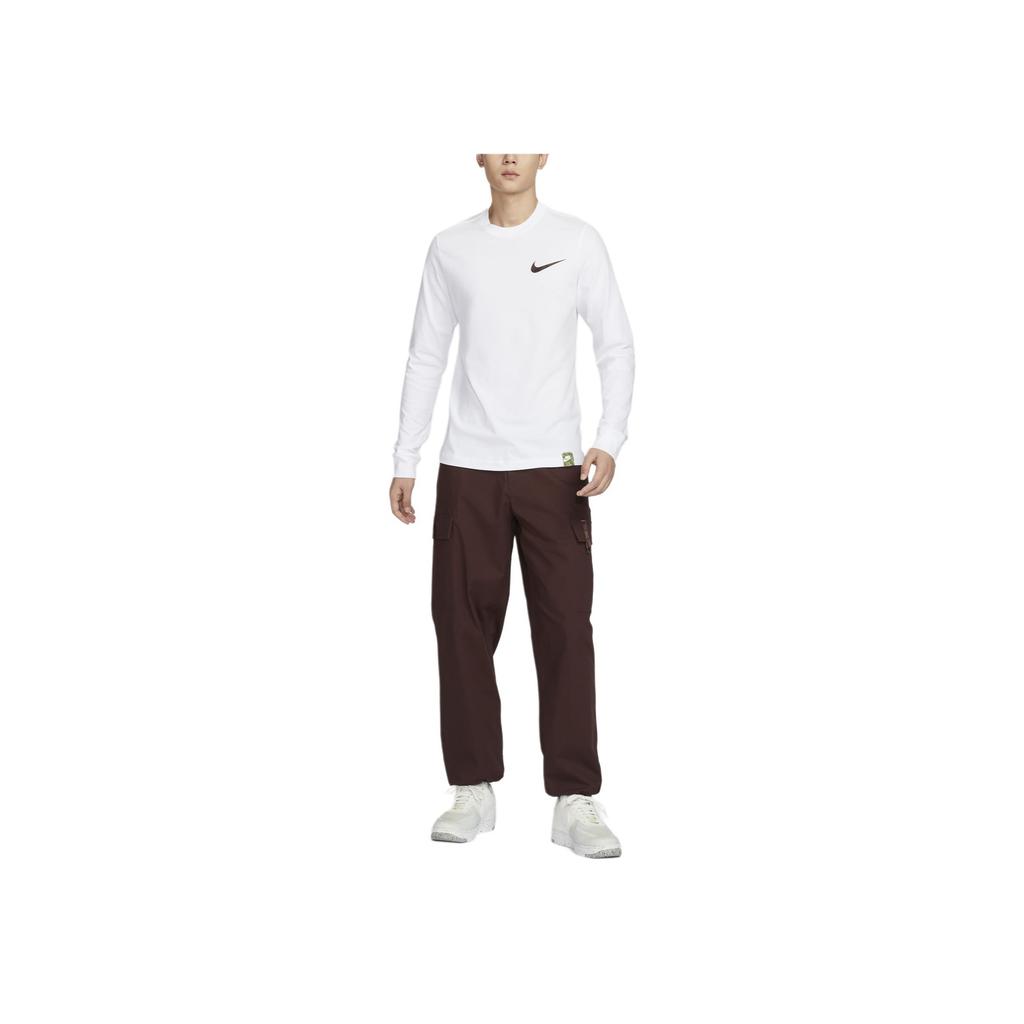 Nike Abbigliamento Sportivo Club Casual Girocollo Comoda Maglietta a Maniche Lunghe Uomo Top Bianco FZ7957-100