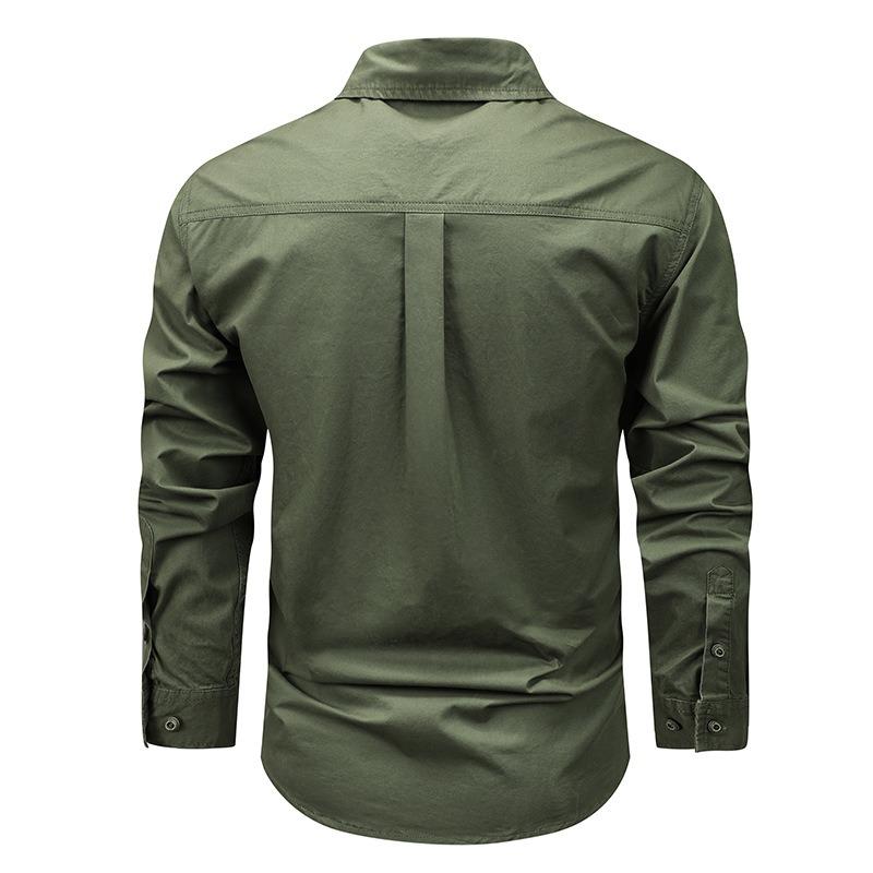Vintage Loose Fit Long Sleeve Cotton Work Shirt For Men