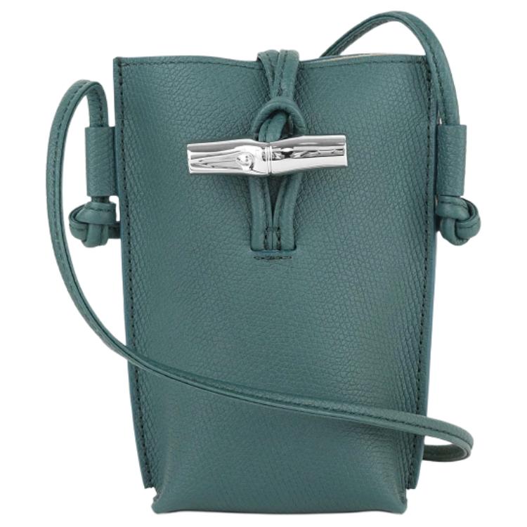 

Longchamp Le Roseau Adjustable Shoulder Strap Silver Hardware Leather Crossbody Phone Bag Women crossbody bags Blue-Green 34180HFP079 Basic Set (Bag+Dust Bag)