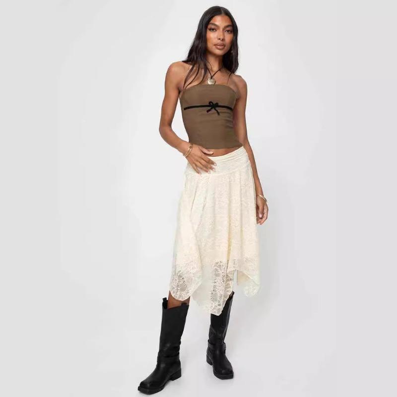 

Irregular Hem Long Lace Skirt Women s Skirt L чорний