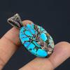 Tibetan Turquoise Pendant, 999 Copper Wire Wrapped Gemstone Jewelry, Handmade Pendant, For Thanksgiving