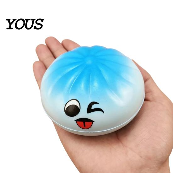 Dumpling Squeeze Toy Cartoon Expression Toy, Anxiety Relief Dough Stress Ball Fidget Stretchy Steamed Bun Sensory for Kids Adults Reliever