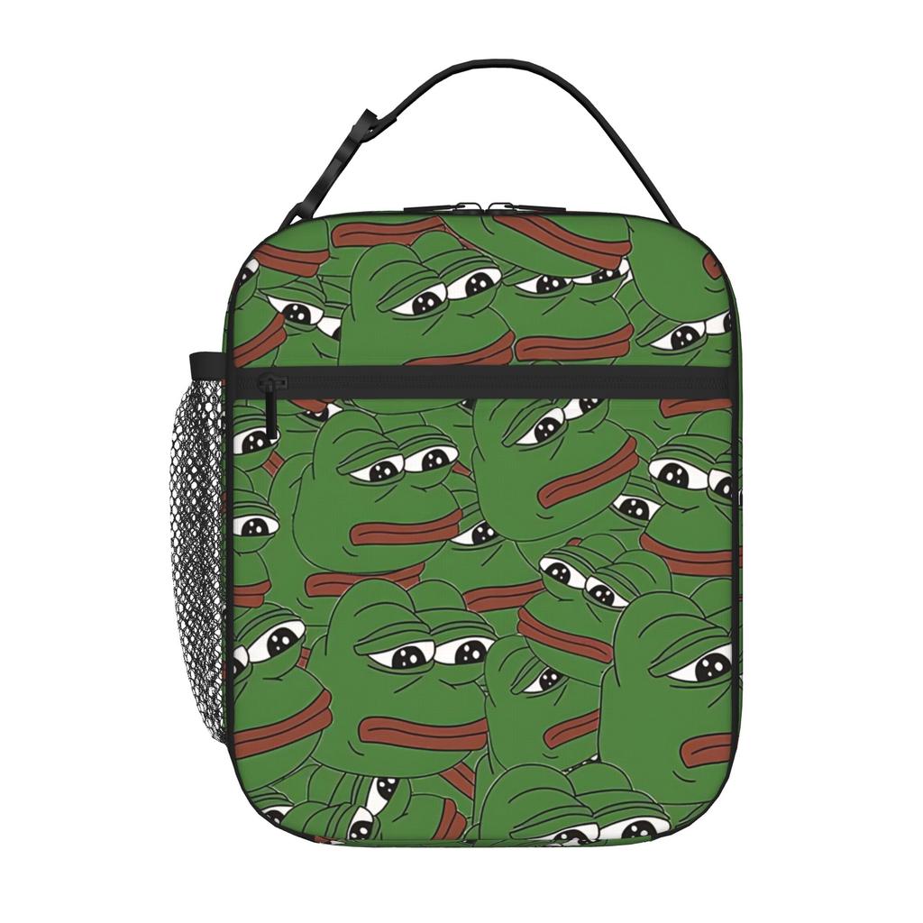 1 Piece Zipper Closure sad Storage Bag Pocket Pepe the Frog School Lunch Food Box Reusable For Lunch Food Bag