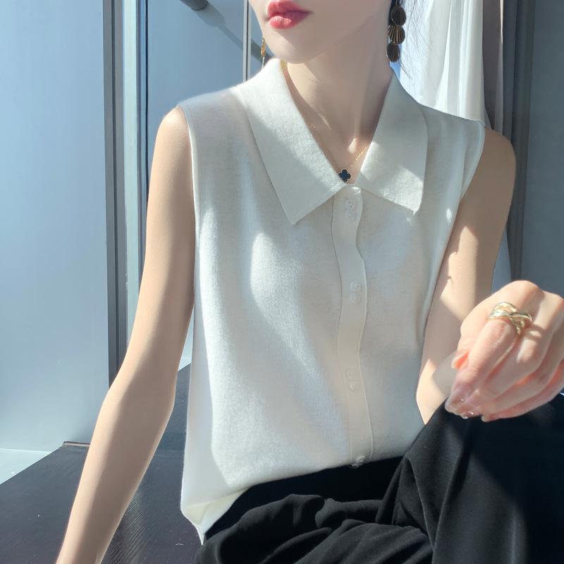 New Autumn Lady Style Private Wear Lady Cardigan Thin POLO Collar Regular Sweater Women's Knitwear