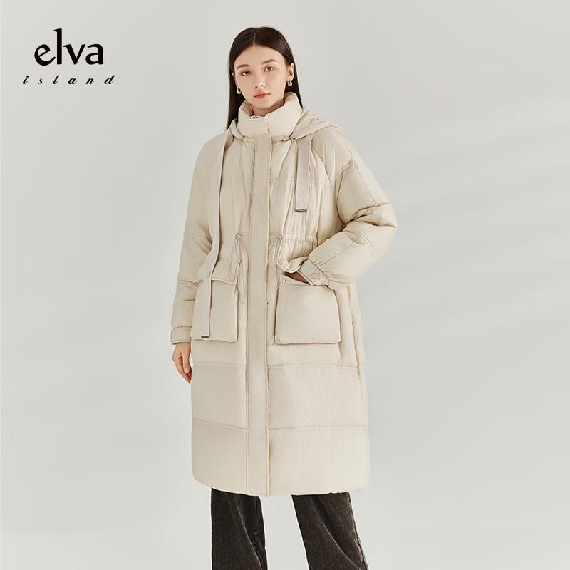 

Elva Island Women s Elegant Tie-Neck Down Jacket M