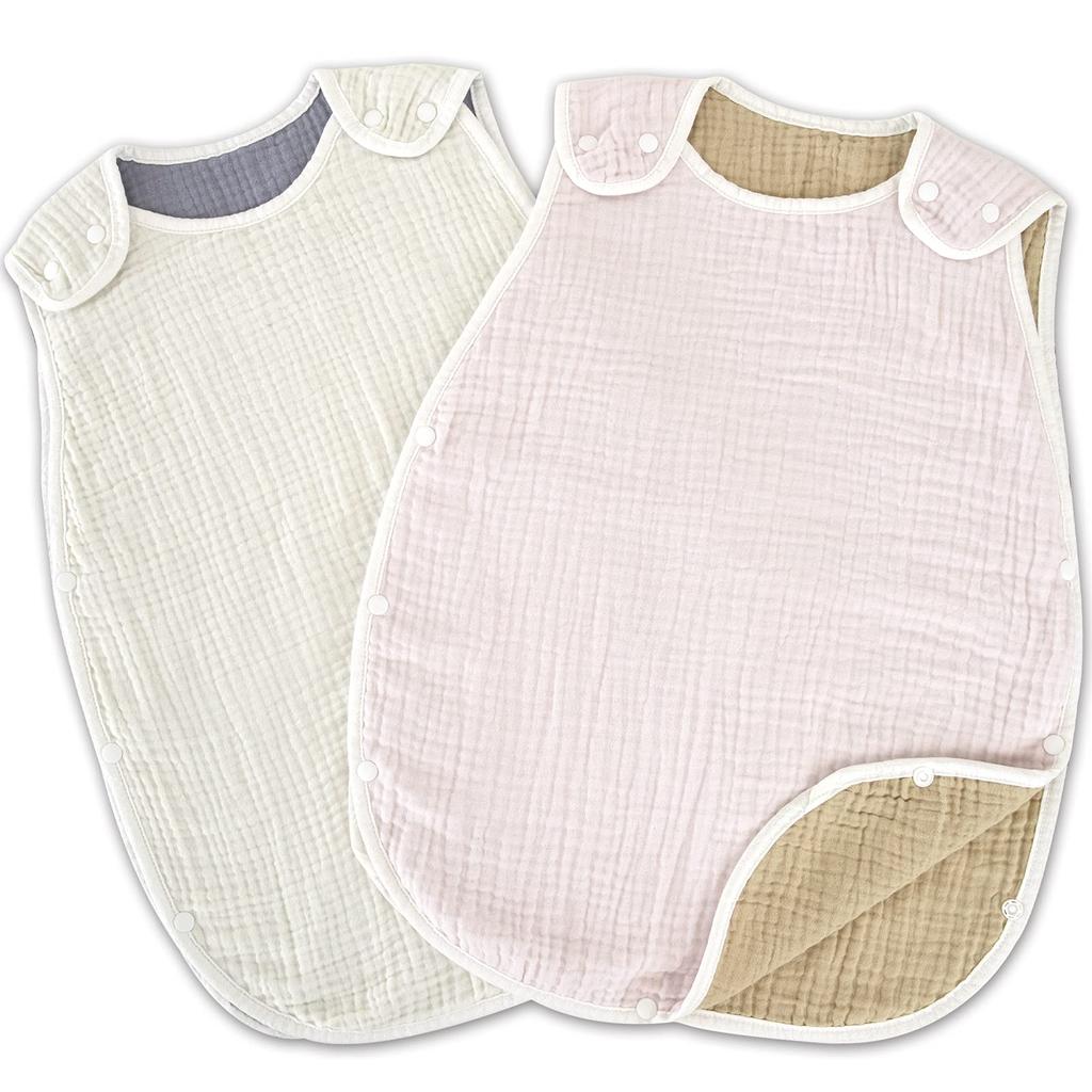 Keratta Ibul Baby Cotton for Ages Pink X Set of Sleeper, 100% Gauze, Newborns, Year-Round Wear, 0-4 (d. White, 2, 6-Layer Gauze, Year-Round)