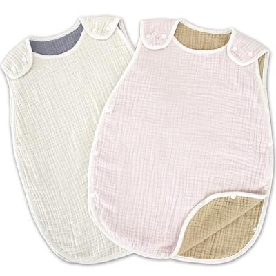Keratta Ibul Baby Cotton for Ages Pink X Set of Sleeper, 100% Gauze, Newborns, Year-Round Wear, 0-4 (d. White, 2, 6-Layer Gauze, Year-Round)