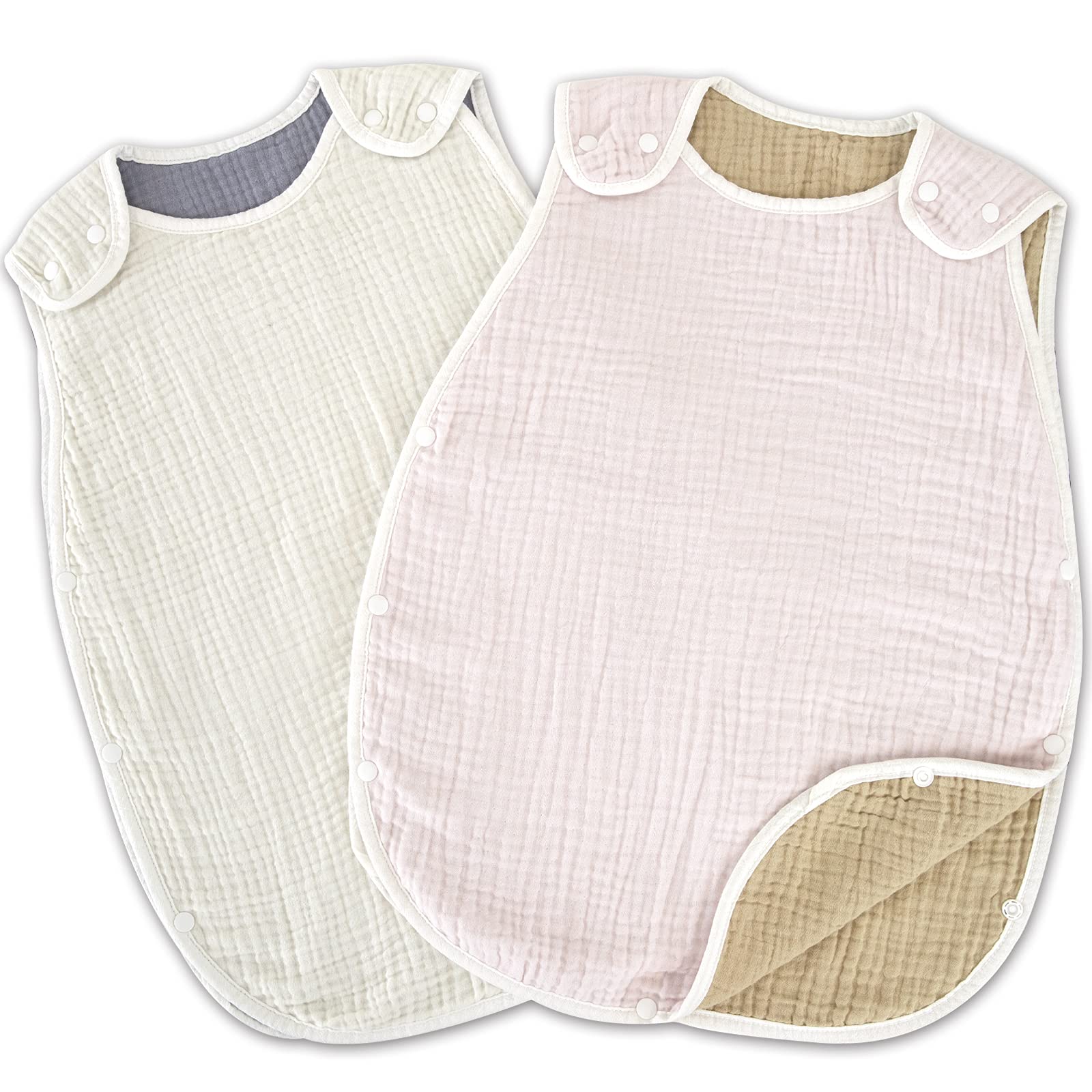 

Keratta Ibul Baby Cotton for Ages Pink x Set of Sleeper, 100% Gauze, Newborns, Year-Round Wear, 0-4 (d. White, 2, 6-Layer Gauze, Year-Round)