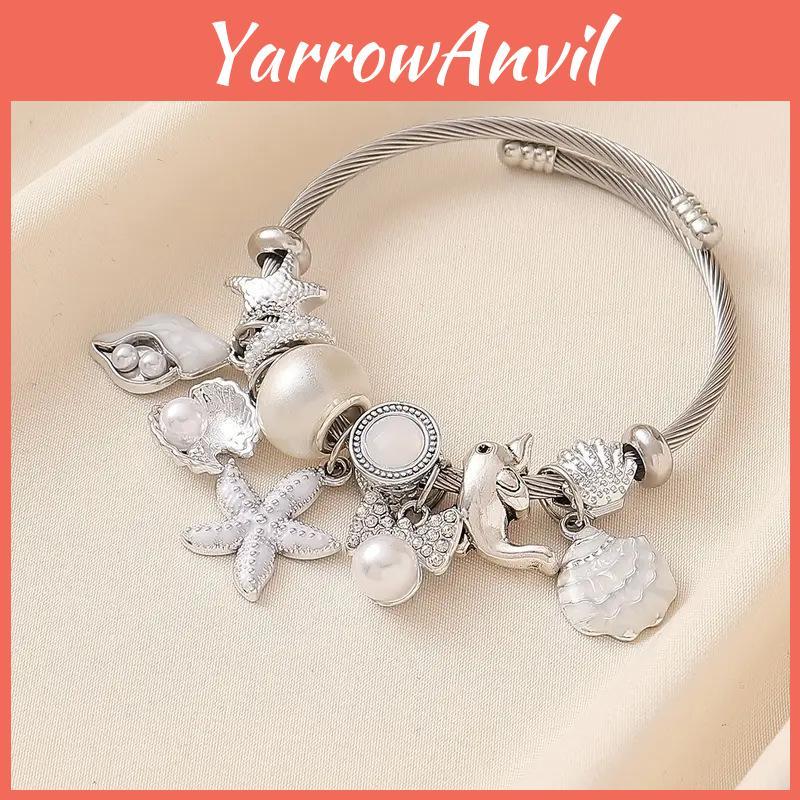 Marine Themed Hand Chain With Pearl Shell Starfish For Female Fashion Accessory