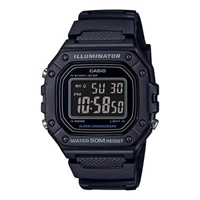 Standard Digital Wristwatch W-218H-1BV for Men and Women, Black, Inverted LCD Display, Overseas Model [Parallel Import]