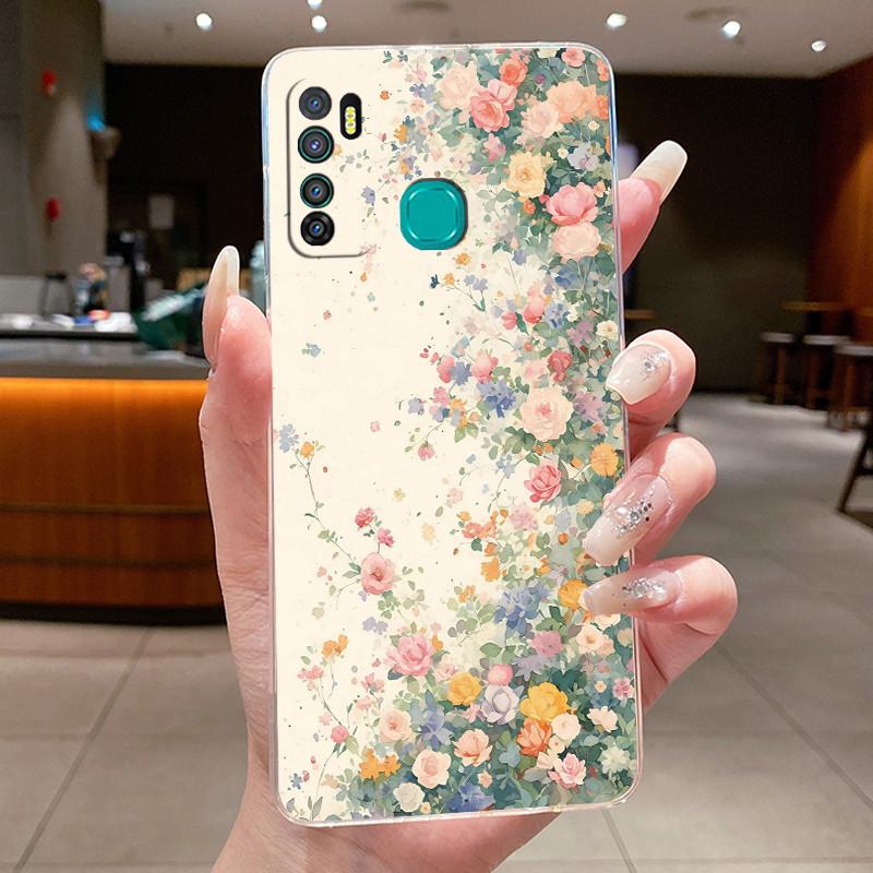 For Infinix Hot 9 Hot9 Pro 9 Play Hot 8 Cases Elegant Flower Butterfly Bow Phone Cover Soft Silicone Transparent TPU Jelly Case