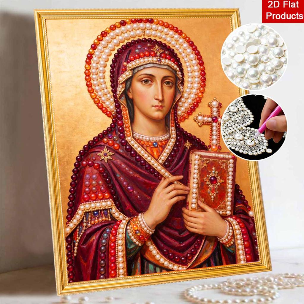 DIY 3D Pearl Diamond Painting Art Set Virgin Mary Religious Icon Home Decor Art Set Wall Art