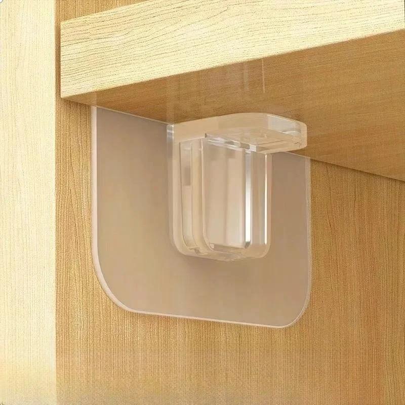 No-Drill Triangular Shelf Support Bracket - Adjustable Cabinet/Wardrobe Layer Fixer with Heavy-Duty Corner Clamp