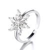 2026 Zircon New Korean Version Accessories Design Sense Fashion Snowflake Ring Women's Light Luxury Open Jewelry