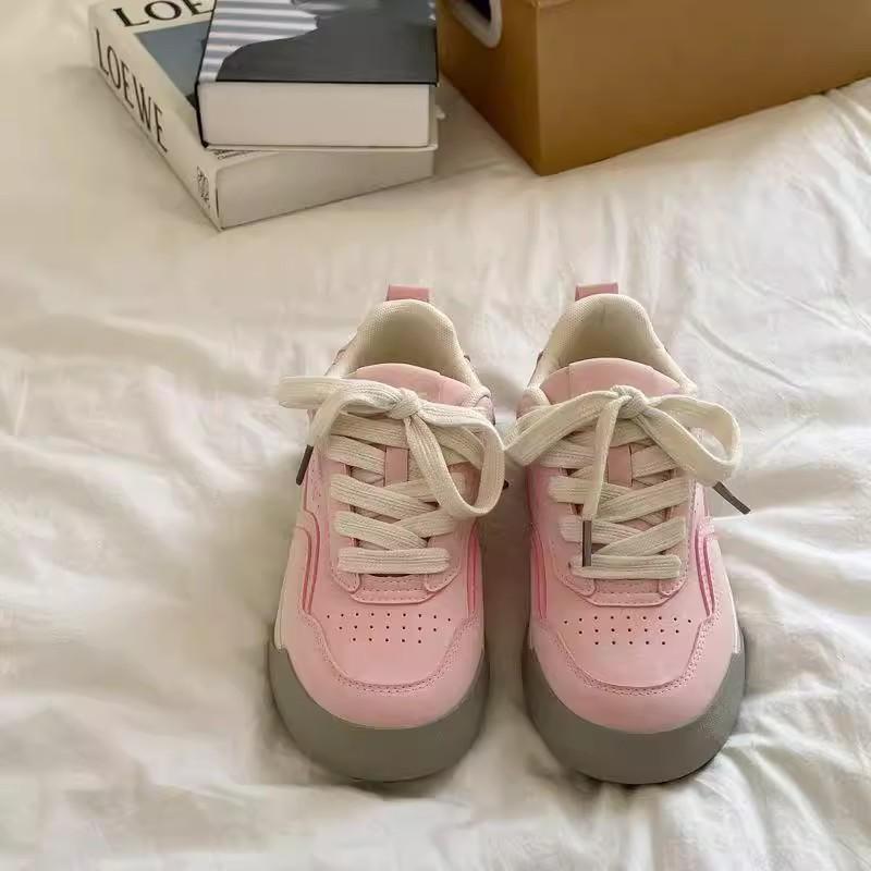 Pink Breathable Leather Board Shoes Women's Spring New Student Versatile Shoes Casual Sports White Shoes