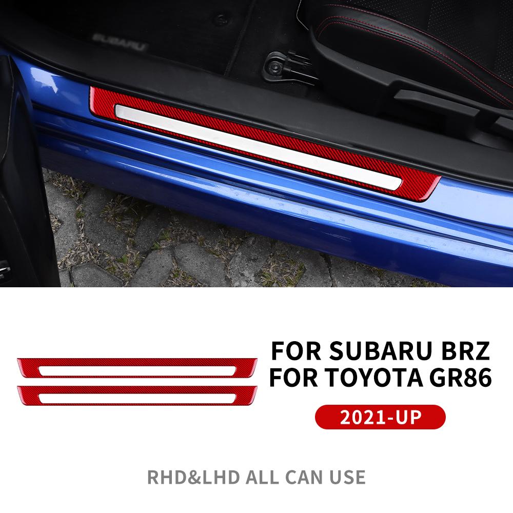 Real Carbon Fiber Sticker For Subaru BRZ Toyota GR86   Threshold Strip Door Sill Strip Protector Trim Accessories