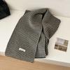 Black and white striped season classic retro basic knitted scarf fashionable versatile warm neck protection wool scarf