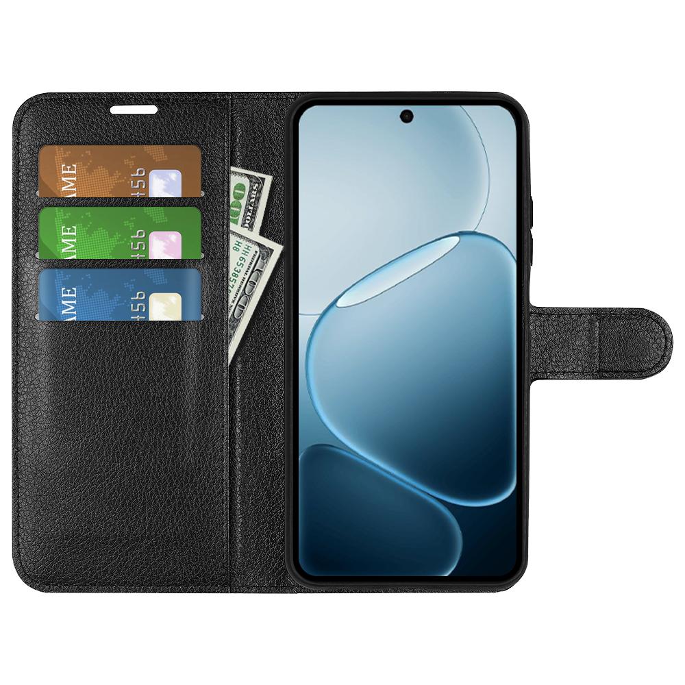 Phone Case For Oppo A6x 5G / A6x 4G Wallet Stand Litchi Texture Shockproof Leather Phone Cover